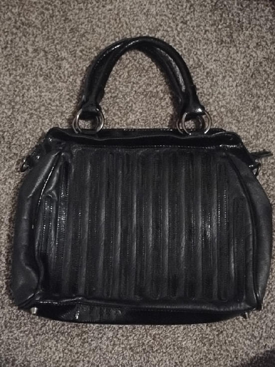 London Fog Handbags - London Fog Black Quilted Satchel Handbag